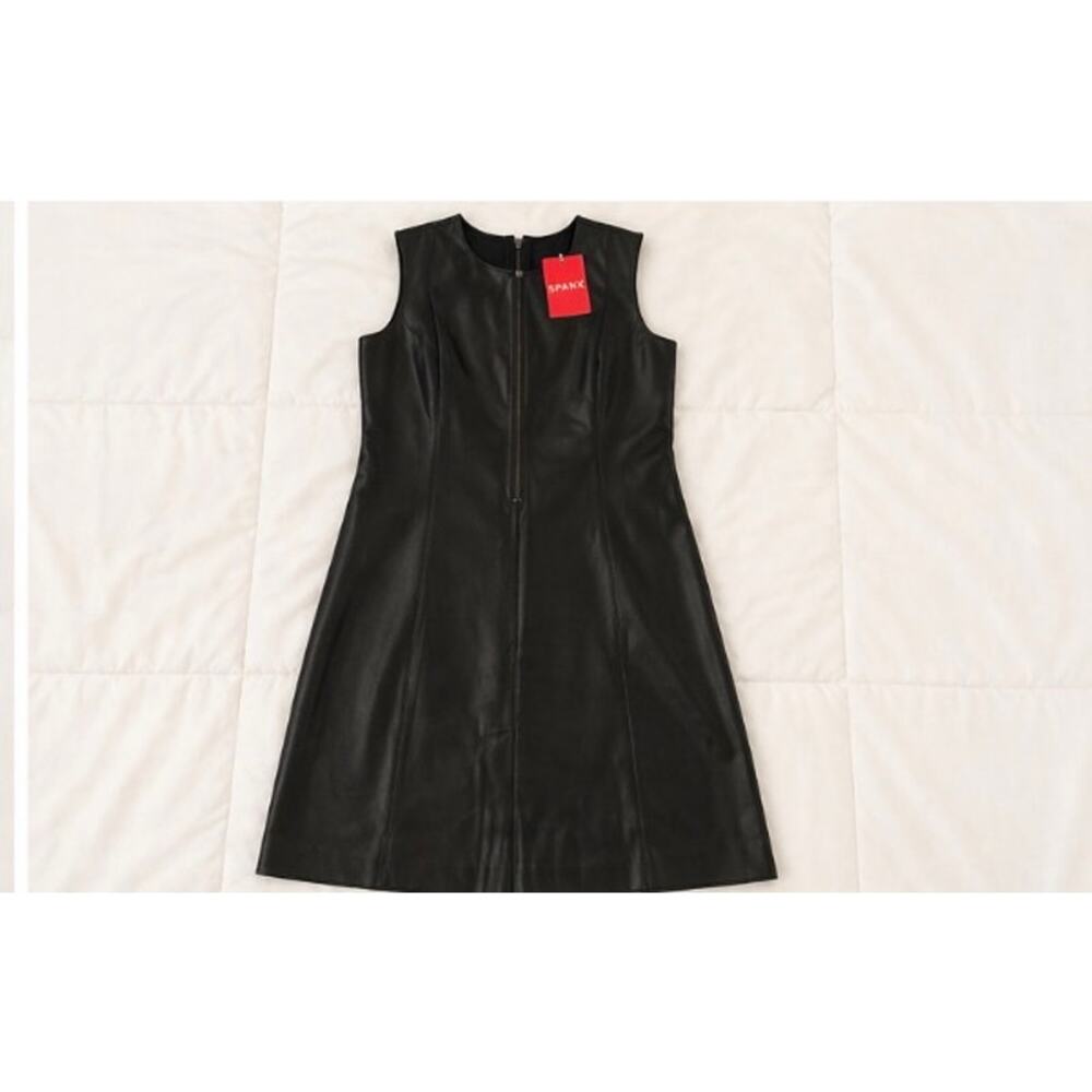 SPANX Faux Leather Sleeveless Dress Black Size L (New With Tags)